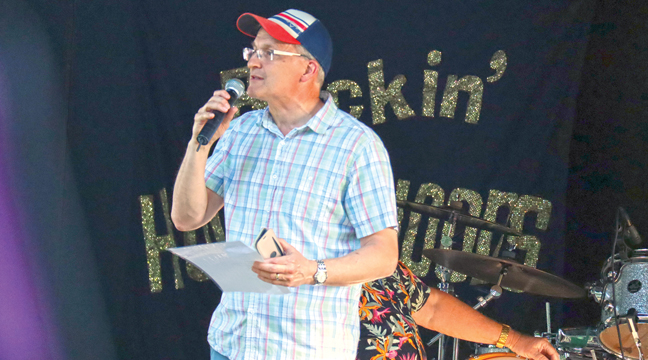 BIG LAKE MAYOR Paul Knier kicked off the evening by making announcements and introducing the band.