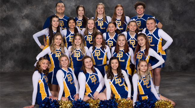 THE BIG LAKE CHEERLEADERS GAME DAY VARSITY TEAM placed seventh in nationals in April. CAPTAINS: Sophia, Carter.FRONT ROW: Lillean, Savannah, Sophia, Anika, Cylee. SECOND ROW: Mikaela, Calissa, Layla, Sedona, Cadance. THIRD ROW: Ciara, Nathaly, Makenna, Isabella, Kaelyn, Lilliana. BACK ROW: Sabastian, Shayla, Akyra, Cherish, Carter. NOT PICTURED: Tessa. (Submitted photo.)