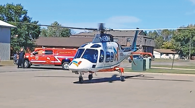 NORTH MEMORIAL’S AIR CARE Helicopter came in for a landing near the fire station Saturday and guests were allowed to get an up-close view of the life-saving vehicle. (Patriot Photo by Deven Haas).