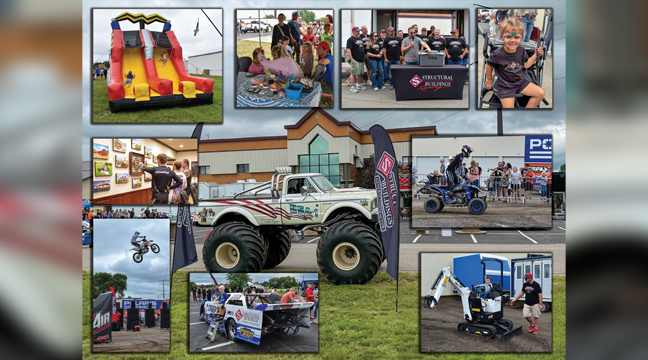 ROARING GOOD FUN as Structural Buildings held their anniversary celebration last week. Featured in the event Saturday was bounce houses for the kids, face painting, giveaways, dirt bike and ATV stunts, food trucks and a beer garden. (Submitted Photos).