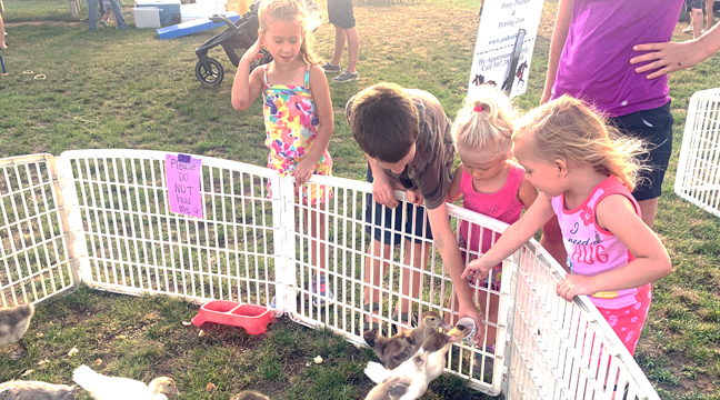 CHILDREN GATHERED AROUND the numerous enclosures for their chance to feed the animals inside. (Photo by Penny Leuthard.)