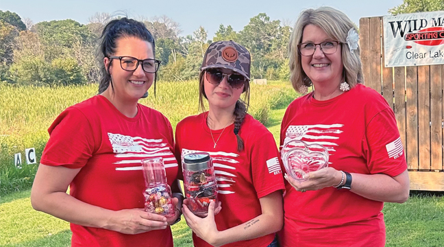 Three generations of Top Guns. In the Lady and Youth categories of the Wild Marsh Sporting Clays league season, it was a clean sweep for members of the Wild Marshians team as Jessica Symanietz took the top prize in the Lady division,  her daughter Kaela Symanietz won the youth division and Jessica’s mom Debbie Mortensen was Lady division runner-up. (Submitted Photo).