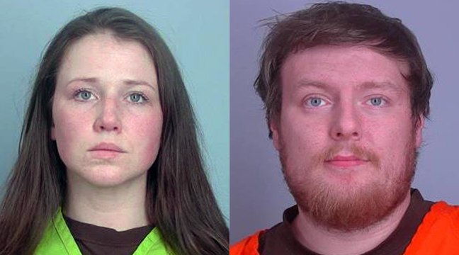 MAGGIE ELIZABETH USELTON (L) and Mason William Brown (R) of Big Lake have been charged with drug counts and endangerment of a child. (Sherburne County Booking Photos).