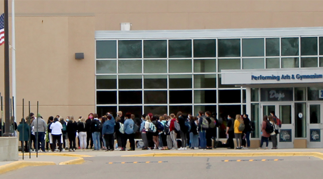 BECKER HIGH SCHOOL STUDENTS walked out of class on Monday to protest police brutality. (Photo by Katherine Cantin.)