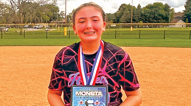 BIG LAKE’S Adriana Ulvog was dominant in the tournament racking up 46 strikeouts and six wins. (Submitted Photo).