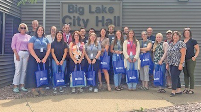 THE NEW TEACHERS at Big Lake Schools (left) were welcomed by city staff and Mayor Knier and given “Welcome Bags” as part of their appreciation. (Submitted Photo).