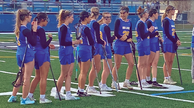 THE Big lake girls lacrosse team lined up in preparation for a recent match against Monticello. (Submitted Photo).