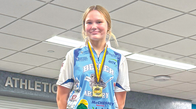 Makenna Hanson took 3rd Place at the Owl Open for High School Girls. Shot her Personal best Bullseye around with a score of 288. (Submitted Photo).