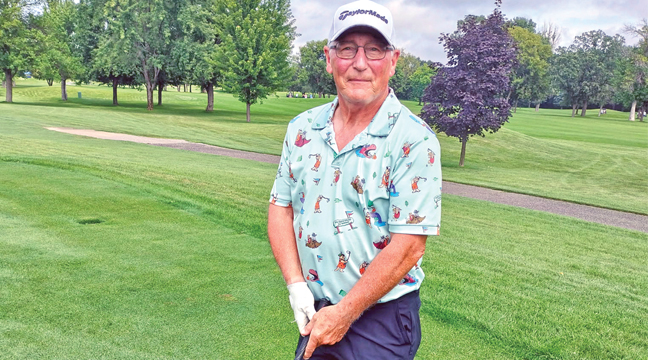  Fred Graning smiled as he got ready for golf with his Fred Flintstone Golf Shirt.  Fred is one of GRFIA’s amazing volunteers as well as a golf participant. (Submitted Photo).