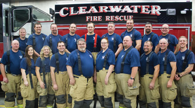 The Clearwater Fire Department. Back Row, left to right: Dan Peterson, Alan Strohschein, Dave Lindberg, Kyle Gramsey, Tyler Knobbe, Josh Neubert, Adam Quamme, Travis Barker and Scott Ziwicki. Front  Row, left to right: Brandon Hanebuth, Maci Hill, Sarah Johnson, Harvey Doble, Mike Keller, Melissa Alberico, Nick Maurer, John Scmidt, Jim Repke and Jason Lang. Not pictured:  Andy Struffert, Chad Koren, Trenton Scott, Shane Rollings, Jackson Lorentz , Gavin Michalski  and Justin Potthoff. (Submitted Photo).