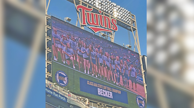 On Monday, the Minnesota Twins welcomed the state baseball and softball champions to be honored before the game for Champion’s Night at Target Field.  The teams went on the field before the game and each team was honored for winning a state championship. (Submitted Photos)