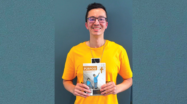 Becker author Nathan Soltau with his new book, From Depression & Suicidal Thoughts to Purpose. (Patriot Photos by Andrew Diemand).