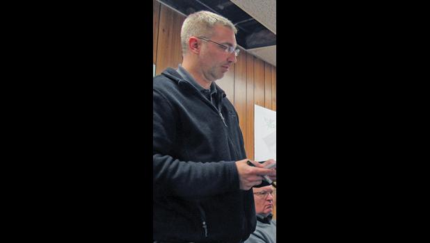CRAIG WENSMANN explains the simple plat being proposed in Ellen Acres 2nd edition to the Clear Lake Twp. board  Tuesday night. (Photo by Penny Leuthard)