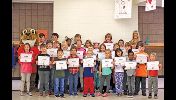 Clearview’s October PBIS students of the month were (back) fourth and fifth graders Kai K., Ben S., Phoeva V., Micah C., Reese L., Kali N., Gabe H. and Colby D., (middle) second and third graders Trista W., Jonathan H., Logan O., Myla M., Addison C., Vincent M., Lilian B., Alec O., Tucker F. and Porter T., (front) kindergarten and first graders Brayden K., Landon F., Noah P., Nolan P., Olivia G., Zadie B., Sariyah S., Bennet M. and Kyler D. (Submitted Photo)