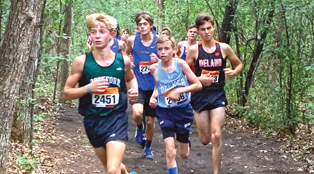 Eighth Grader Mason Tschida stepped up to run well in the 5k JV race. (Submitted Photo).