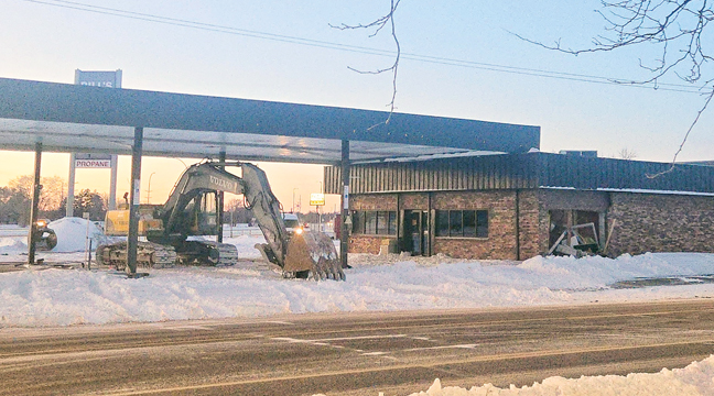 Demolition of the former Bill’s Superette gas station building along Hwy 10 in Becker is underway to make way for a new structure which will complete the Bill’s compound. The original building was built in 1984 along Hwy 10 in Becker by Glenn Anderson and Virgil Gilyard. (Patriot Photo by Mary Nehring).