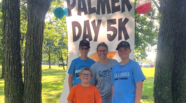 The Haus family (left) participated in the Palmer Day 5K. Pictured: Brady Haus, Sheri Haus, Cole Haus, Front row: Ethan Haus. (Submitted Photo.)