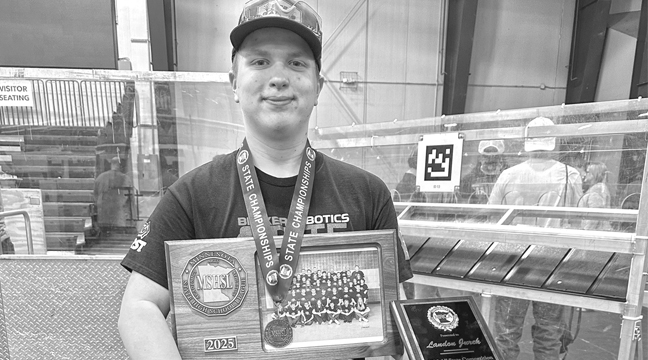 Robotics junkie Landon Jurek celebrated his team’s State Title, as well as his All-State robotics award. (Submitted Photo).