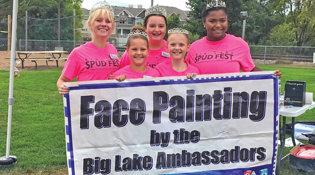 Big Lake Ambassadors will offer face painting at Big Lake Block Party Saturday, Aug 19th from 10-1:30 at McPete’s Sports Bar and Lanes. (Submitted Photo).