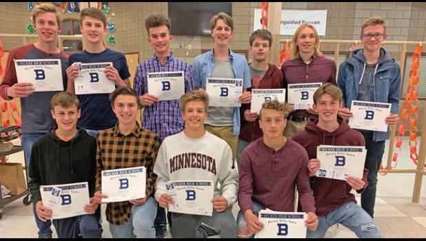 TWELVE MEMBERS OF THE BOYS CROSS COUNTRY TEAM were awarded letters at the team’s award ceremony last week. (Submitted Photo)