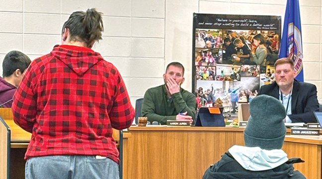 Emily Jenkins addressed the school board during the public forum segment of Monday’s meeting. (Patriot Photo by Don Bellach)