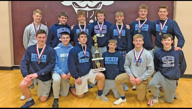 THE BECKER BULLDOGS WRESTLERS brought home 11 place winners and three championships from their SSP tournament last Saturday. (Submitted Photo)