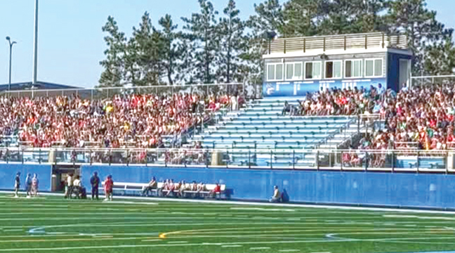 AMBERLEY SNYDER spoke to hundreds of Becker students who gathered at the football field to hear her story.  (Submitted Photo).