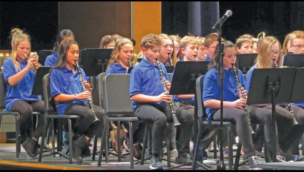 MEMBERS OF THE BECKER MIDDLE SCHOOL 6th grade band perform during their first ever concert last Thursday evening. (Photos by Penny Leuthard)