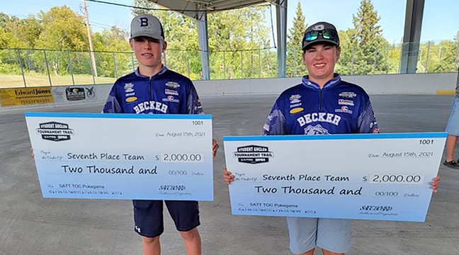 MASON NEVALA AND TANNER PAUMEN were the proud winners of the seventh place, $2,000 scholarship at the Pokegema Lake competition. (Submitted photo.)