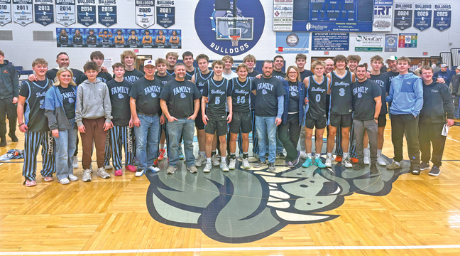 The Becker boys basketball team celebrated staff appreciation night last week during their win over Big Lake. (Submitted Photo.)