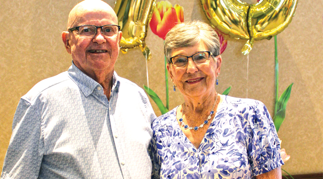 Bill & Marion Meyer recently celebrated their 70th wedding anniversary at Clearwater Estates on July 19. All five of their daughters were there to help them celebrate along with many relatives, neighbors and friends. (Submitted Photo).