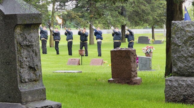  A 21-GUN SALUTE was performed at all the area cemeteries, including this one at St. Luke. (Submitted photo.)