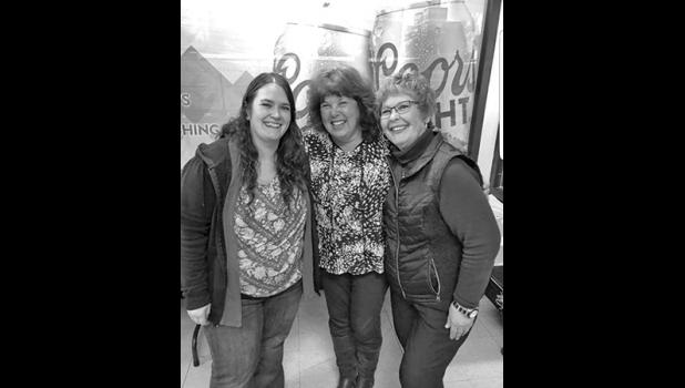WINE TASTING. Jubilee Liquors manager Kelsey Seeley, bookkeeper Pam Starry and owner Kristi (Gilyard) Kelly were all smiles at their annual wine tasting event last Thursday night at Jubilee Liquors in Becker. Five wine vendors and two craft beer vendors were on hand distributing 38+ samples of tasty spirits. Five door prizes were awarded. Food Pride supplied meat and cheese and cookies for attendees. Fun was had by all and the event is scheduled for next fall again. (Submitted photo). 