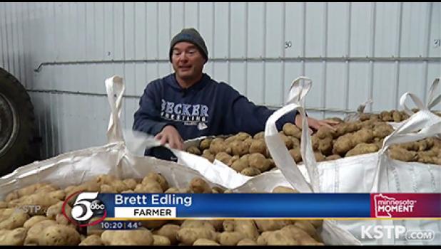 BRETT EDLING was featured on KSTP-TV for the Edling Farm donating 36,000 pounds of potatoes to the Union Gospel Mission in the Twin Cities. (Submitted Photo).