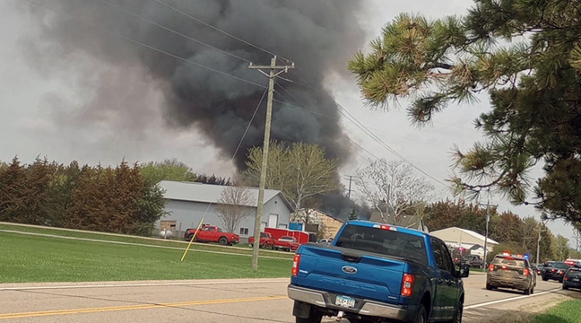 SMOKE FROM THE FIRE behind Cedar Ridge Apartments in Clearwater next to I-94. (Submitted photo.)