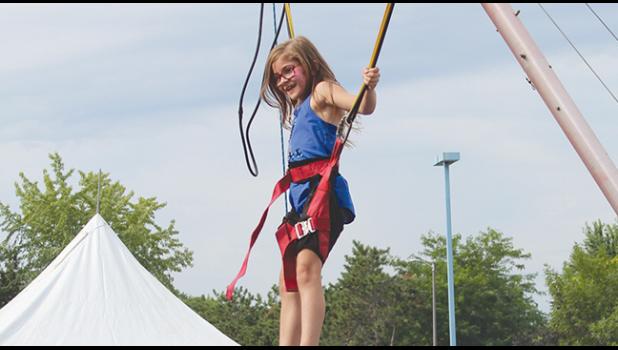 MAKAYAH HOLTHAUS had lots of fun on the bungee trampoline.