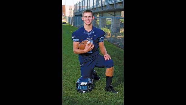 ALEX MEIDT, senior captain/corner/running back, was named “Player of the Week” for his outstanding game last Friday night when the Dogs beat Little Falls 64-7.  Meidt had a solid defensive game and made two outstanding catches for TDs.  Receiver Coach Mike Lundeen said, “Alex is really fast!  He has worked hard to become one of our top receivers.”