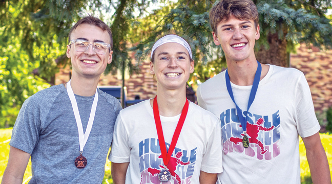 THE top three male racers were: Tyson Ricker, Alex Swanson and Levi Vanderlinden. (Submitted Photo).