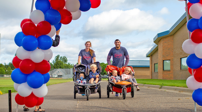 Nate & Krista Bellefeuille, Clear Lake, crossed the finish line with their family. (Submitted photo.)