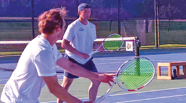 A pair of seniors, Garett Lane and Jon Drury, had a big win for the Becker tennis team in the victory over Chisago Lakes. (Submitted Photo).