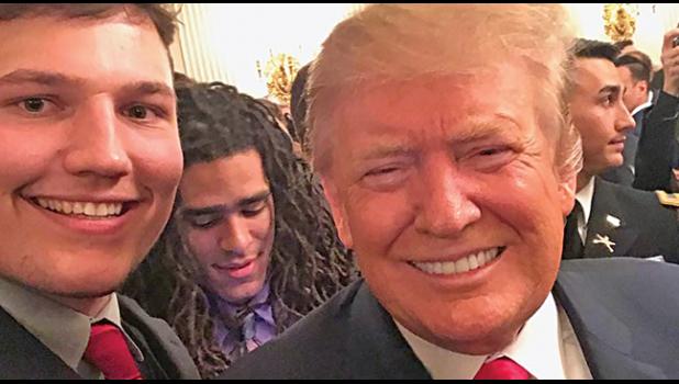 DILLON RADUNZ snapped this selfie with President Donald Trump during an NDSU football ceremony at the White House last March. (Photo by Dillon Radunz).