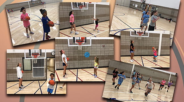 NEARLY 50 young girls with a passion for the game of hoops attended two camps recently under the instruction of Coach Dan Baird and his varsity players. (Submitted Photos).