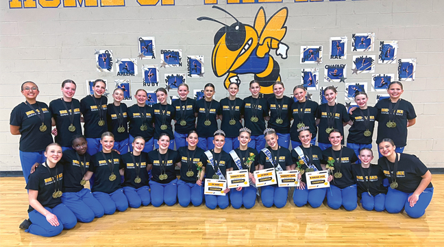 THE BIG LAKE DANCE TEAM posed for a team photo after sweeping their home invite Monday. (Submitted Photo).