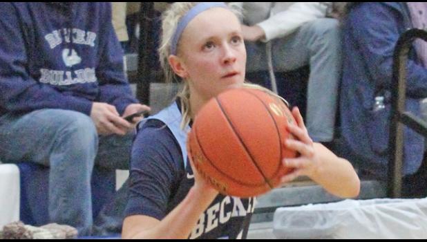 Adeline Kent kept Spring Lake Park scorers and defenders at bay as Becker beat the 4A powerhouse by 10 points Thursday. (Photos by Bill Morgan)