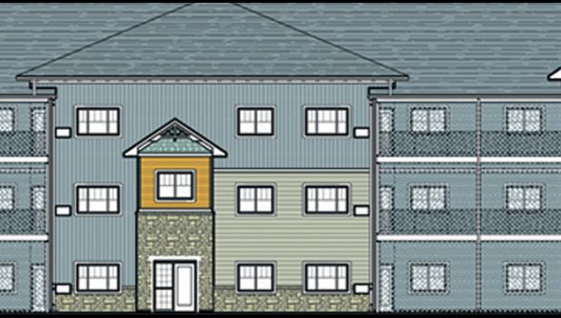 Architect’s rendition of the proposed apartment building on Main Street in Clearwater. 