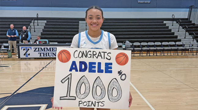 Adele Changamire scored her 1,000th point for the Becker Bulldog girls basketball team. (Submitted Photo.)