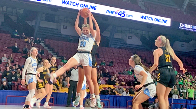 Bulldog Liz Mackedanz logged nearly 20 minutes off the bench for the Bulldogs in their semifinal victory over Mankato East. (Submitted photo.)