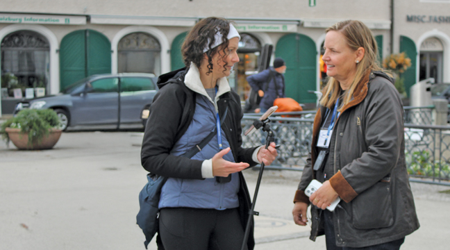 STACEY AND ANNETTE BRANDL, granddaughter of Raymond Brandl and daughter of John Brandl. They were among our tour group of 20 in Europe in October. (Photo by Gary W. Meyer).