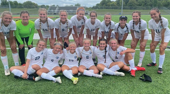 THE BECKER GIRLS SOCCER TEAM posed for a team photo before last week’s game against Delano on the road. The Bulldogs lost 5-1 to start their 2021 season. (Submitted Photo)