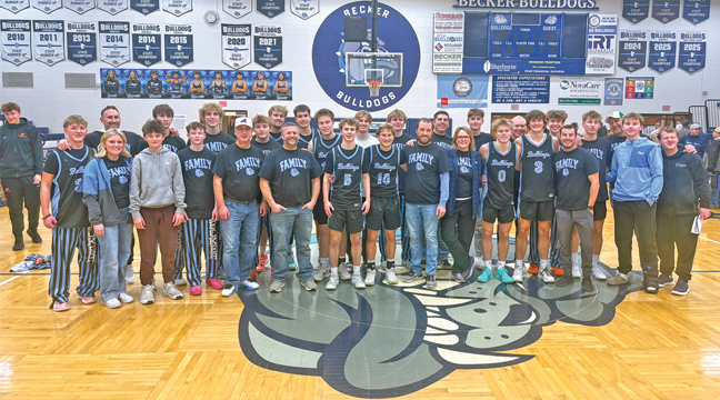 The Becker boys basketball team celebrated staff appreciation night last week during their win over Big Lake. (Submitted Photo.)